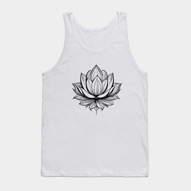 Lotus Flower - Floral Print Tank Top by Craftix Design